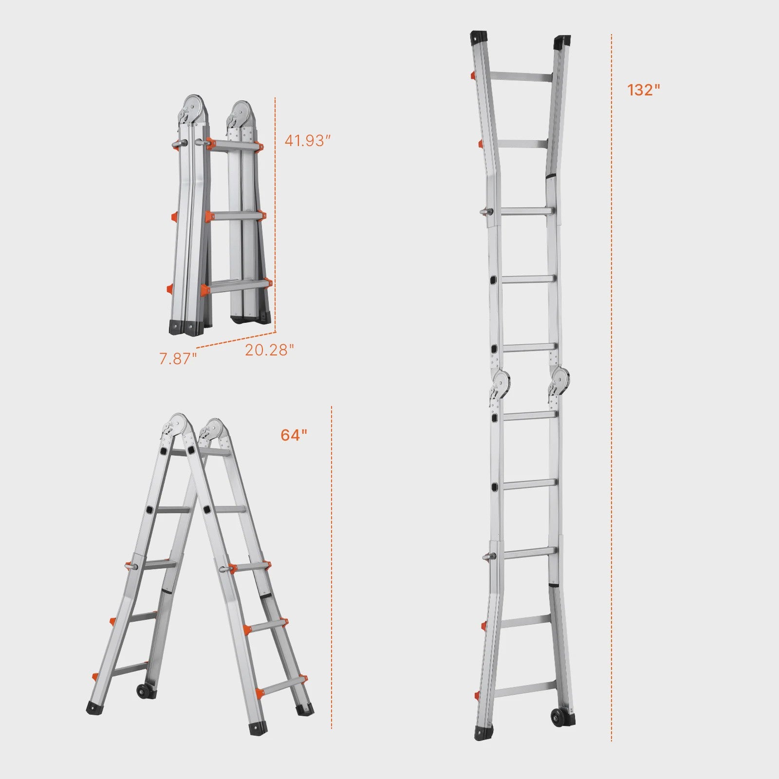 SucceBuy Telescopische Ladder A-Frame Compact Aluminium Multifunctioneel Draagbaar