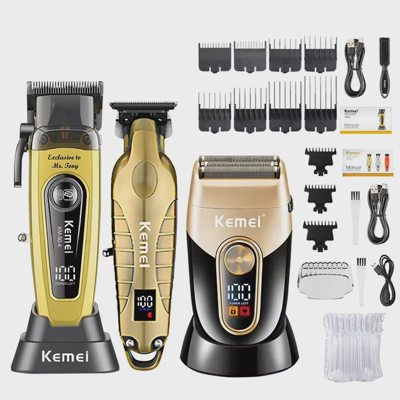 Professionele Oplaadbare Tondeuse en Baardtrimmer - Goudkleurig - Kemei KM-90-4