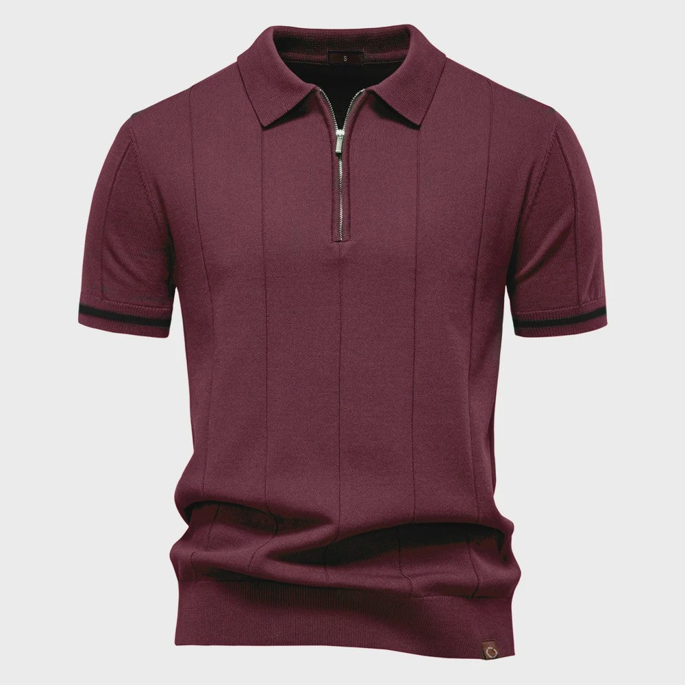 Heren Gebreide Polo met Rits - Slim Fit Sport & Casual