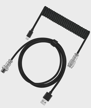 Coiled USB-C naar USB-A Keyboard Kabel met Afneembare Aviator Connector - Dubbel Sleeved