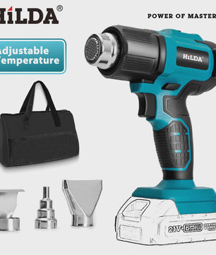 HILDA 21V Draadloze Hete Lucht Föhn - Oplaadbaar, Compatibel met Makita Batterij, Inclusief Mondstukken