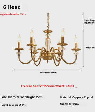 American Retro Messing Plafondlamp met Kaarslampjes - Sfeervolle Verlichting voor Woonkamer, Slaapkamer & Eetkamer