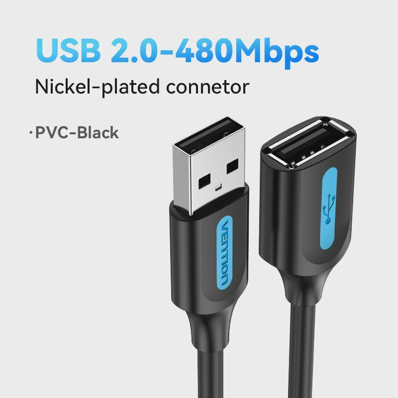 Vention USB 3.0 Verlengsnoer - Snelle Dataoverdracht voor PC, TV, Console & Meer