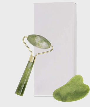 Jade Roller & Gua Sha Set: Dubbelzijdige Gezichtsroller voor Lifting en Ontzwellen