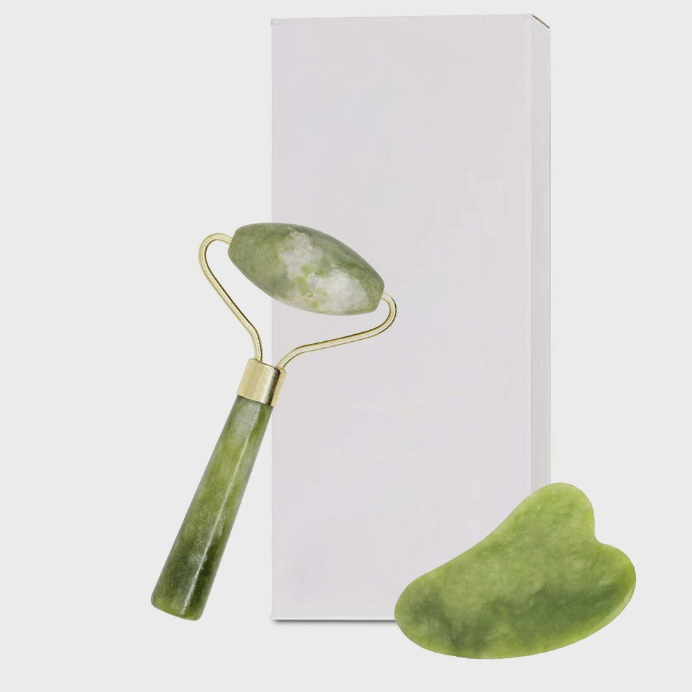 Jade Roller & Gua Sha Set: Dubbelzijdige Gezichtsroller voor Lifting en Ontzwellen