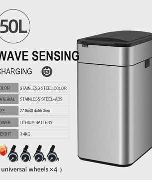 Slimme Vuilnisbak met Sensor - RVS - 20-60L - Automatisch Openen & Sluiten