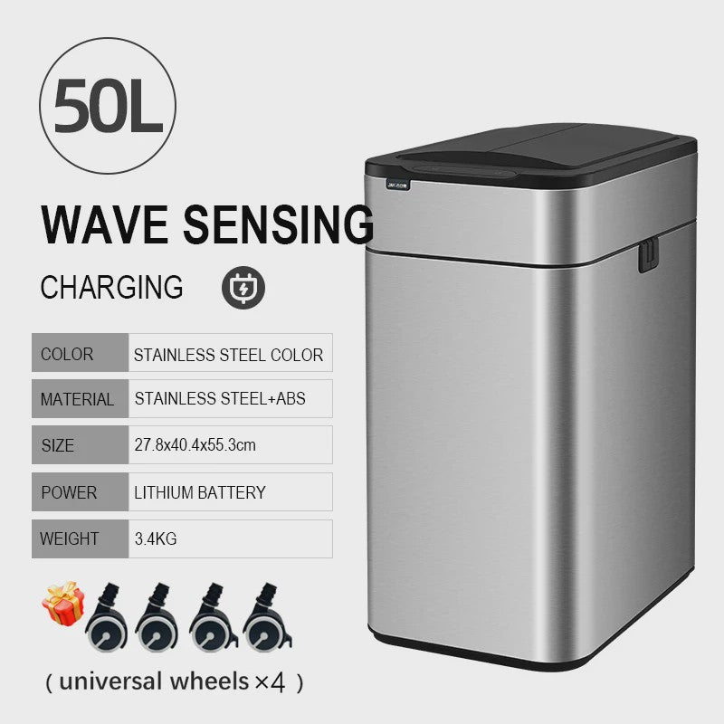 Slimme Vuilnisbak met Sensor - RVS - 20-60L - Automatisch Openen & Sluiten