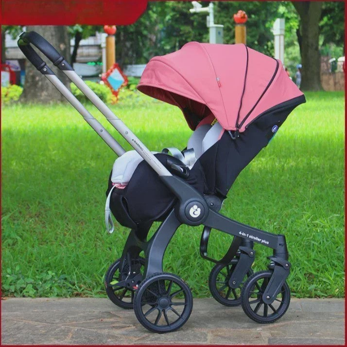 Multifunctionele 4-in-1 Kinderwagen & Reiswieg: Lichtgewicht, Inklapbaar & Hoge Zit