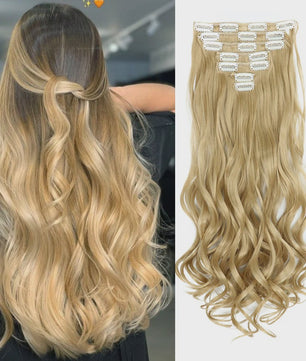 Clip-in Haarverlenging 7 Delig - 55cm Lang Krullend Synthetisch Haar