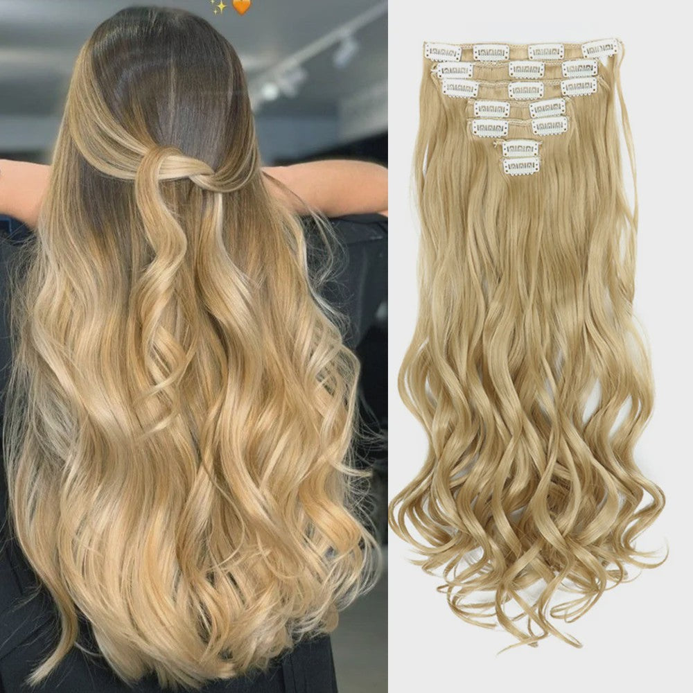 Clip-in Haarverlenging 7 Delig - 55cm Lang Krullend Synthetisch Haar
