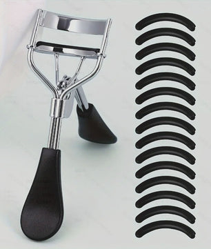 Draagbare Wimpertang met 15 Siliconen Pads - Roestvrij Staal Krultang voor Wimperextensions
