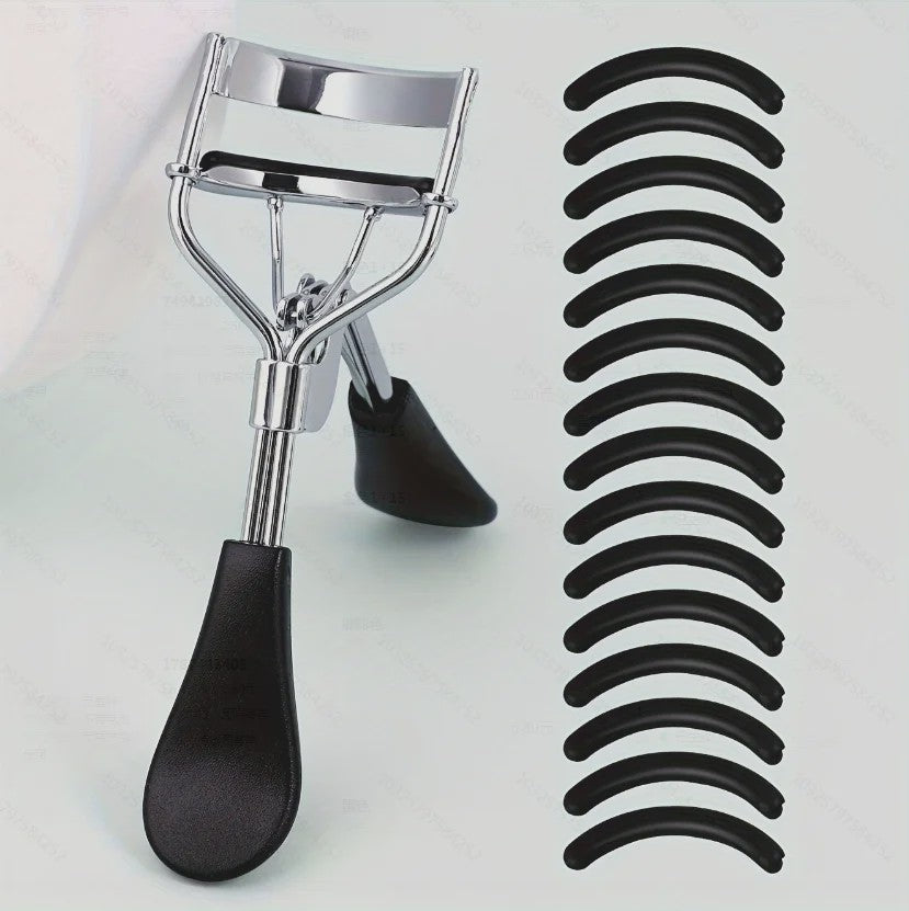 Draagbare Wimpertang met 15 Siliconen Pads - Roestvrij Staal Krultang voor Wimperextensions