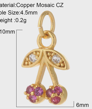 Gouden Bedeltjes voor Sieraden Maken: Cactus, Kers, Paddenstoel, Bloem & Fruit