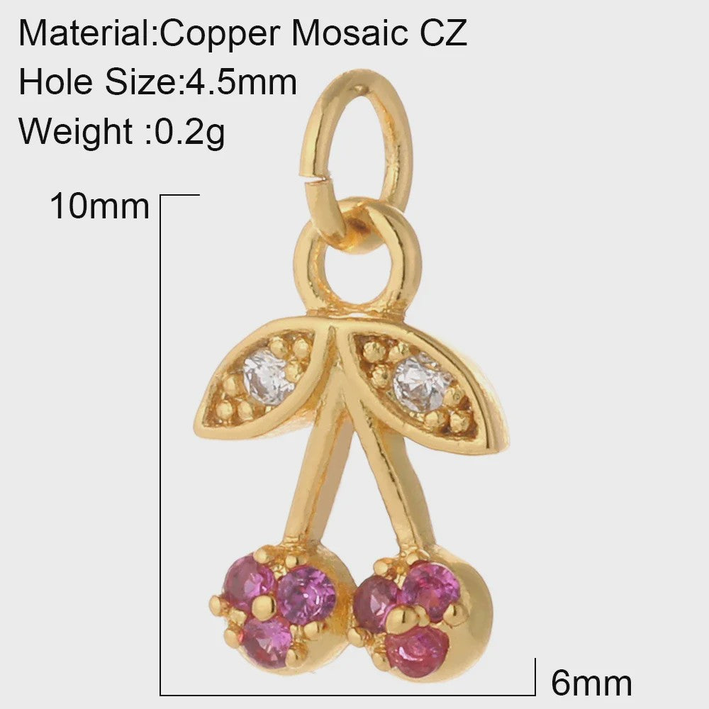 Gouden Bedeltjes voor Sieraden Maken: Cactus, Kers, Paddenstoel, Bloem & Fruit