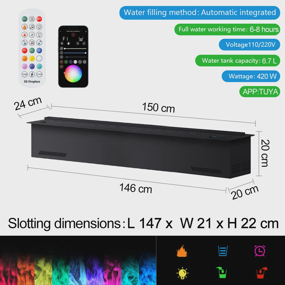 3D Water Mist Sfeerhaard met Afstandsbediening en App Bediening - Realistische Vlammen