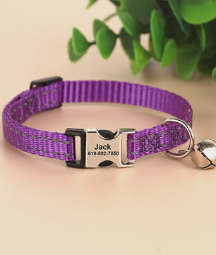 Gepersonaliseerde Kattenhalsband met Gravure, Bel & Reflecterend - Veilig & Stijlvol