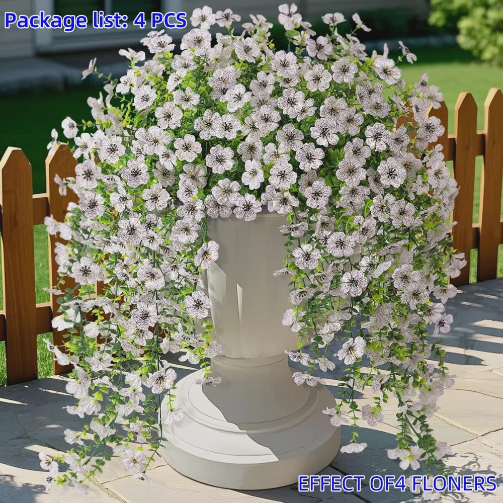 4x Kunst Hangplant - Realistische Nepbloemen met Kleurrijke Bloemen voor Binnen & Buiten Zomer Decoratie