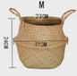 Handgeweven Zeegras Mand met Handvatten - Decoratieve Opbergmand & Plantenpot