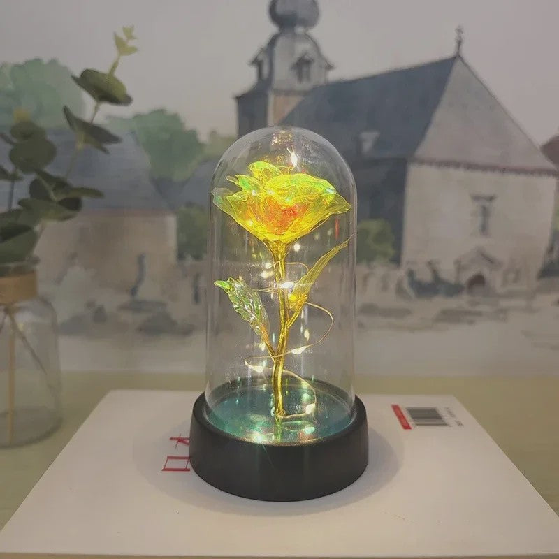 Eeuwige Roos met LED Licht - Magische Folie Bloem voor Valentijn, Kerst & Decoratie