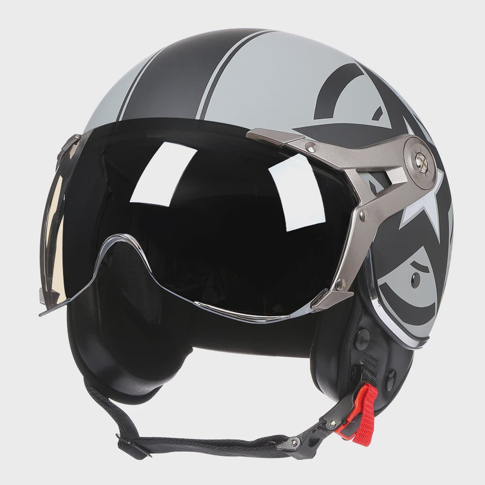 Retro Open Face Motorhelm 3/4 Vintage Chopper Scooter Helm - DOT Goedgekeurd