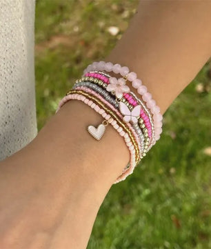 Set van 4 Bohemia Stijl Armbanden met Schelp & Zirkonia - Zomerse Beach Vibes