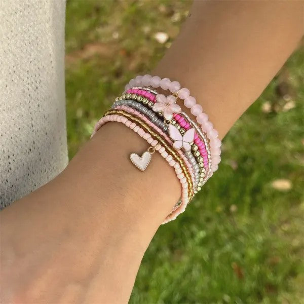 Set van 4 Bohemia Stijl Armbanden met Schelp & Zirkonia - Zomerse Beach Vibes