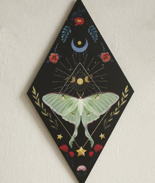 Unieke Houten Wanddecoratie Ruit Vlinder Maan Ster - Scandinavische Stijl