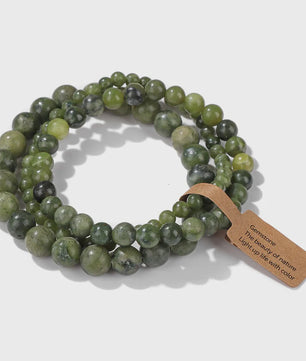 Set van 3 Natuursteen Amazoniet & Zebra Agate Armbanden - 4, 6, 8 mm Kralen