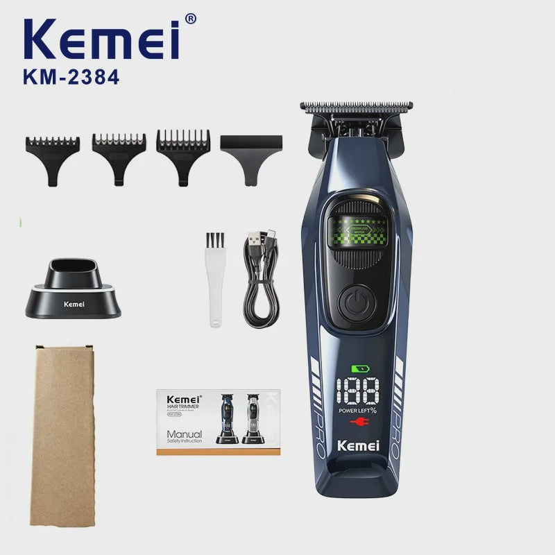 Kemei 2381 Professionele Trimmer Set - 10000 RPM, LED Display, Draadloos