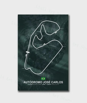 Formule 1 Circuit Poster Canvas - F1 Race Track Kunst Print voor Woonkamer Decoratie