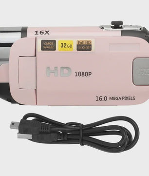 HD Digitale Camera 1080P Camcorder met 16MP, 16x Zoom, Draaibaar Scherm & Vullicht