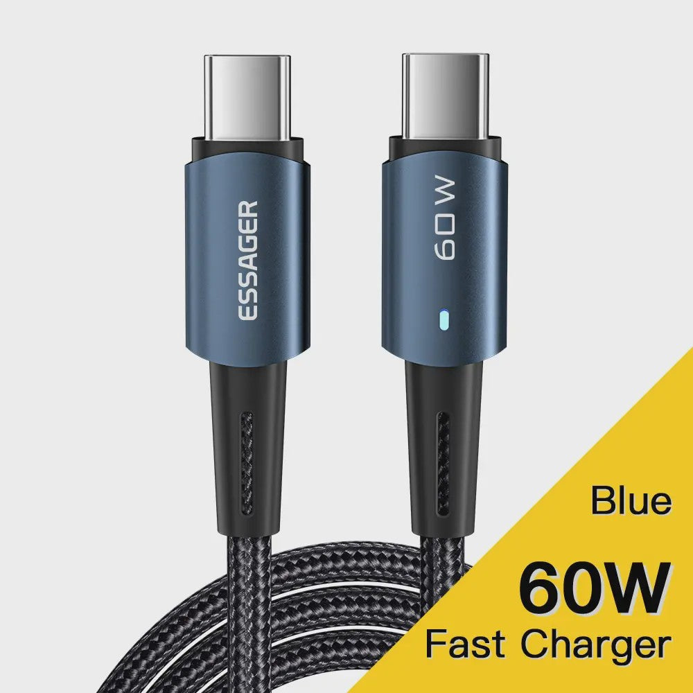 Essager PD 100W Type C naar C Kabel - Snel Opladen & Data voor Telefoon, Laptop, iPad