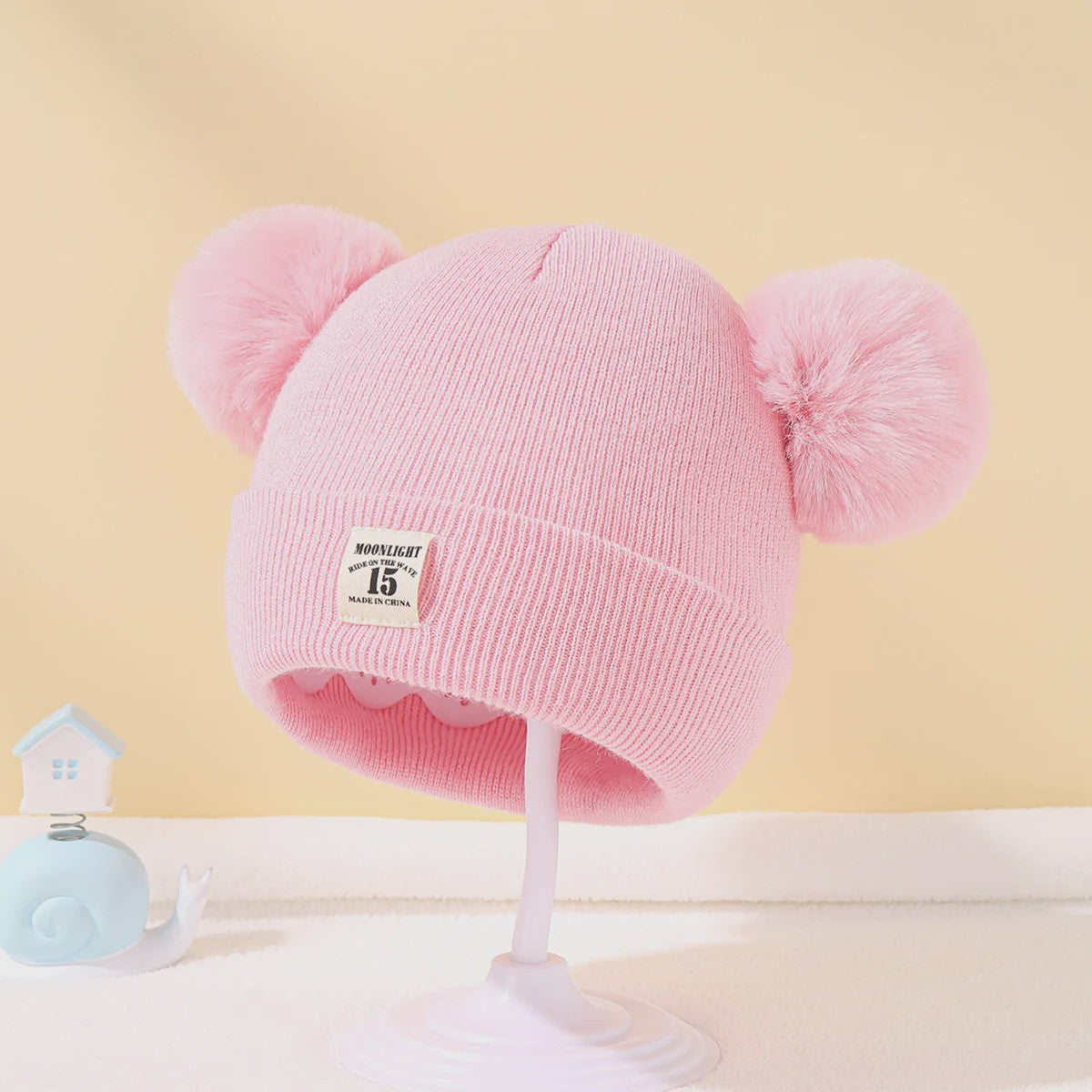 Warme Gebreide Babymuts met Pompon - Winter Beanie voor Jongens en Meisjes