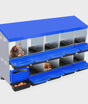 Gegalvaniseerde Kippen Nestkast met 12 Vakken en Automatische Eierafvoer - Makkelijk Schoon te Maken