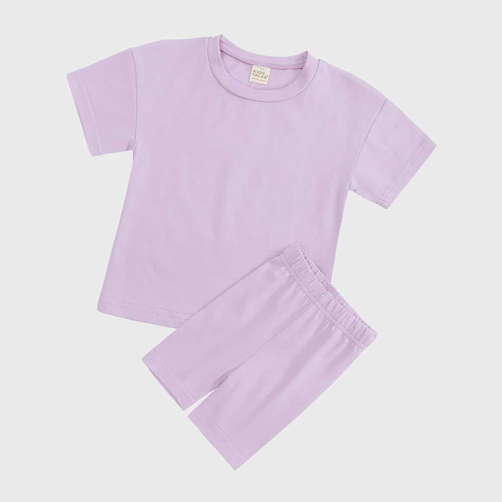 Katoenen Kinderkleding Set: T-shirt & Biker Shorts voor Jongens en Meisjes (1-13 Jaar)