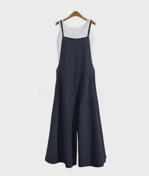 Dames Jumpsuit Zomer Mouwloos Katoen Linnen met Wijde Pijpen - Casual en Comfortabel