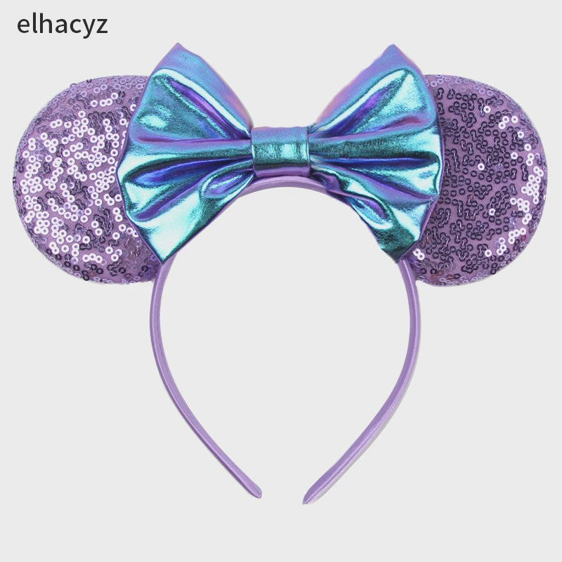 Chique Sequin Mickey Oortjes Diadeem met Strik - Feestelijk Haaraccessoire voor Kinderen & Dames