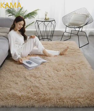 VIKAMA Luxe Pluche Vloerkleed - Zacht & Sfeervol voor Slaapkamer en Woonkamer
