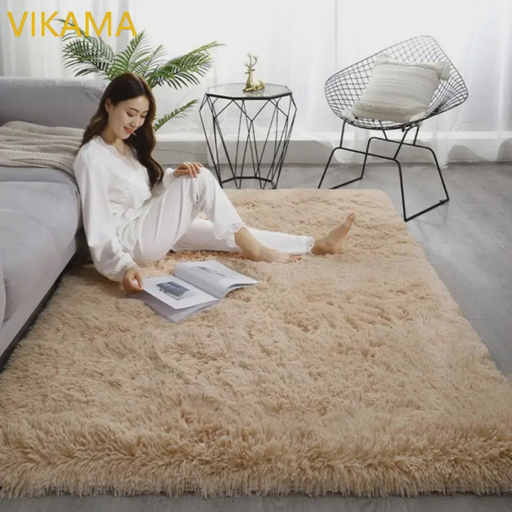 VIKAMA Luxe Pluche Vloerkleed - Zacht & Sfeervol voor Slaapkamer en Woonkamer