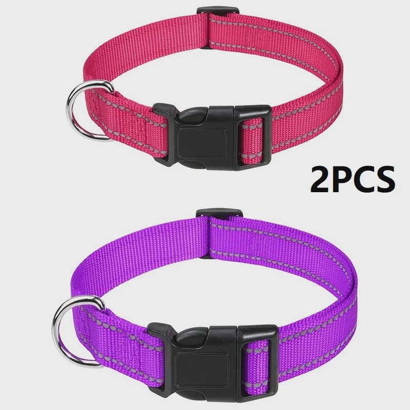 Verstelbare Halsband voor Honden en Puppies met Reflecterende Strepen - Veilig en Comfortabel