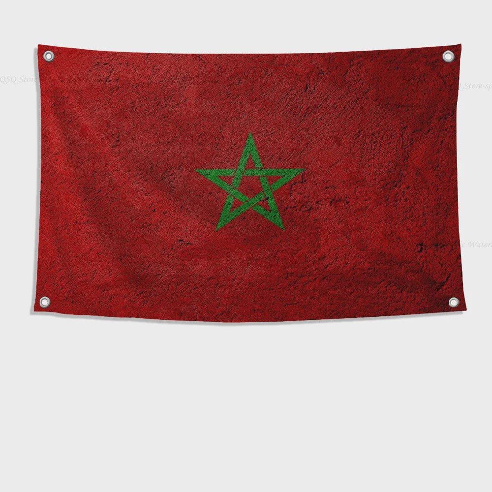 Marokkaanse Vlag - Polyester Decoratie met Ophangringen voor Binnen en Buiten