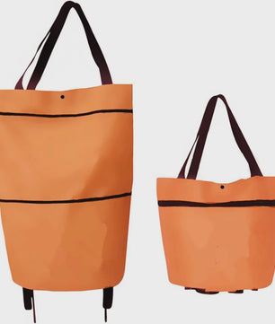 2-in-1 Opvouwbare Boodschappentrolley met Wielen - Handige Draagtas