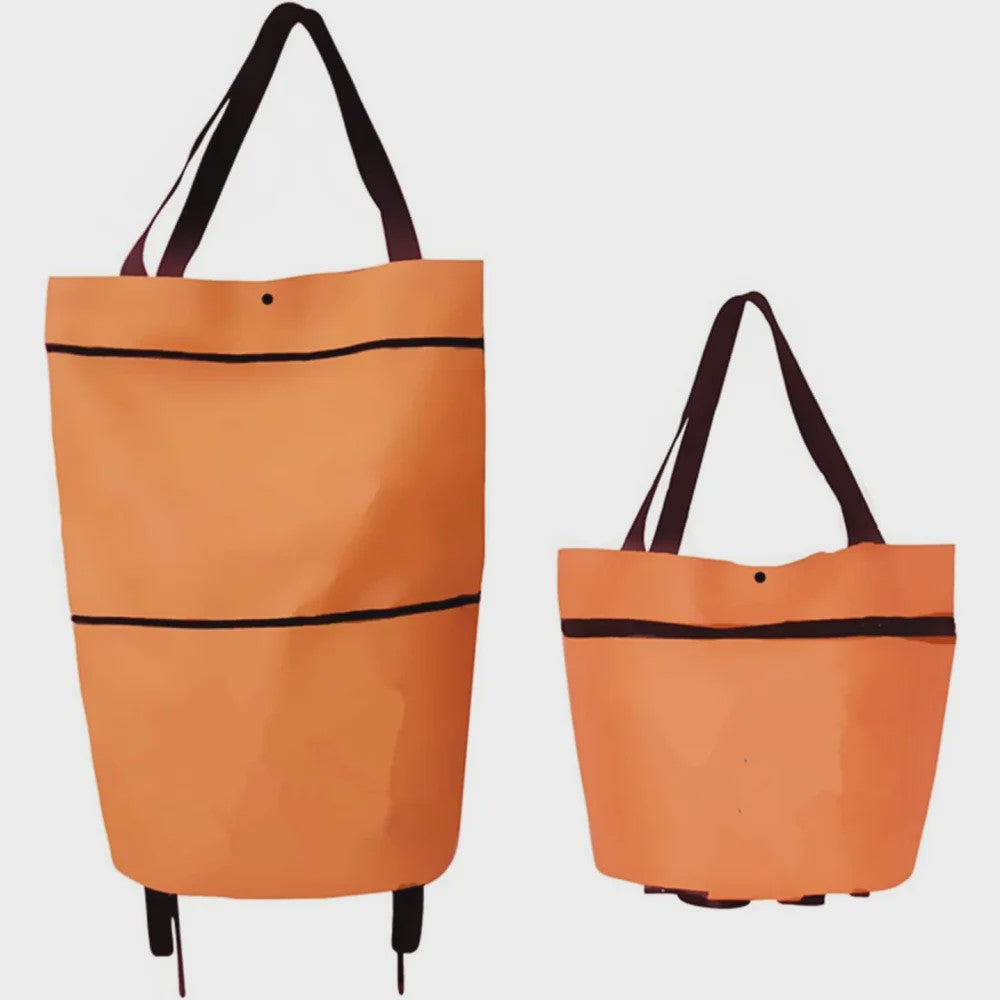 2-in-1 Opvouwbare Boodschappentrolley met Wielen - Handige Draagtas