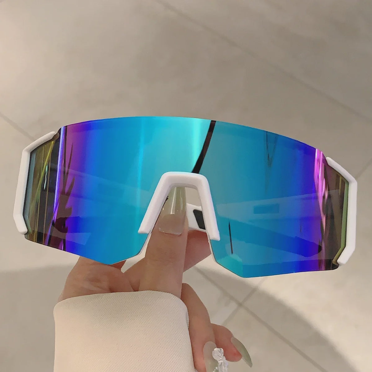 Sportzonnebril Oversized Mirror Lens - Lichtgewicht & UV-bescherming voor Heren & Dames