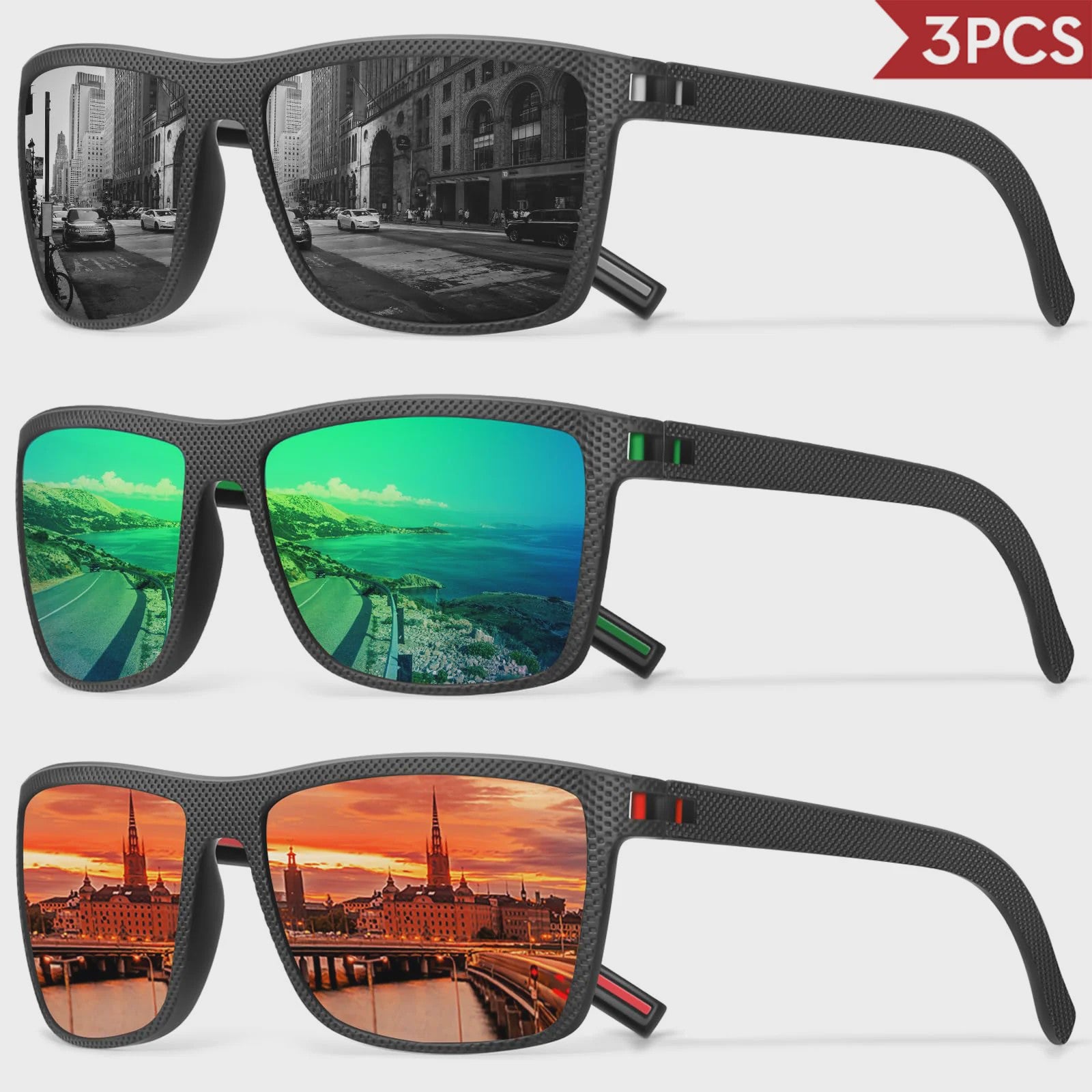 Designer Polarized Zonnebrillen Set voor Heren & Dames | UV400 Bescherming | Ideaal voor Buitenactiviteiten