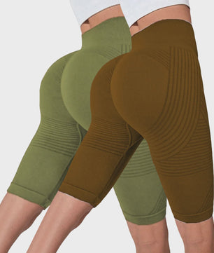 2-Pack Seamless High-Waisted Yoga Shorts met Push-Up Effect - Perfect voor Fitness & Training