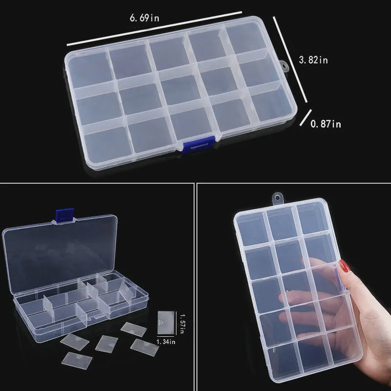 Transparante Plastic Opbergdoos met Verstelbare Vakjes - Sieraden, Kralen & Kleine Spullen
