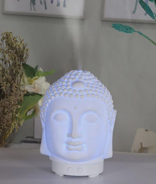 Buddha Hoofd Aroma Diffuser met Nachtlampje - 100ml Etherische Olie Verstuiver