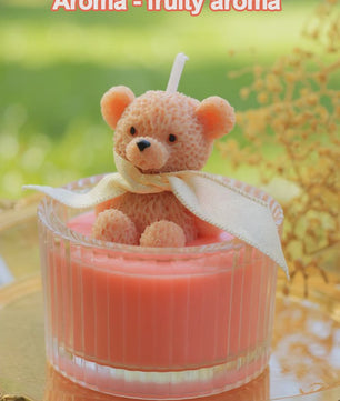 Luxe Geurkaars Teddybeer in Glazen Pot met Lint - Pastel Cadeau voor Vrouwen, Bruiloft & Feestdagen