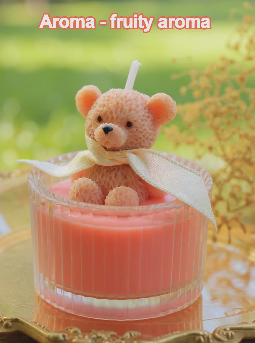 Luxe Geurkaars Teddybeer in Glazen Pot met Lint - Pastel Cadeau voor Vrouwen, Bruiloft & Feestdagen